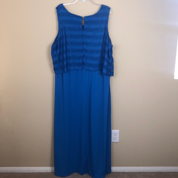 NY Collection Sleeveless Royal Blue Maxi Dress with Textured Detail - Size 3X - Picture 3 of 12